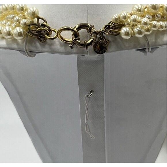 J. Crew Vintage Signed Five Multi-strand Off White Faux Pearl Necklace - Picture 9 of 13